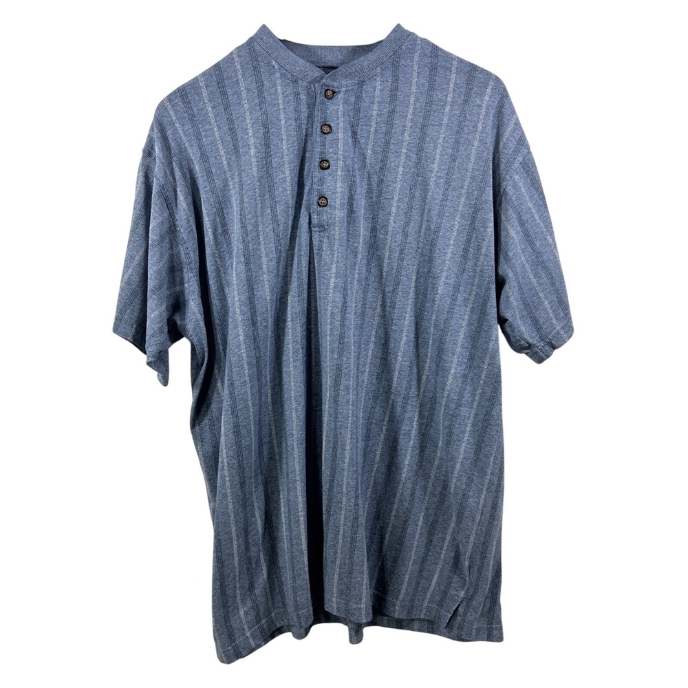 BenchLine Men XL Blue Shirt Short Sleeves 1/4 Button Up